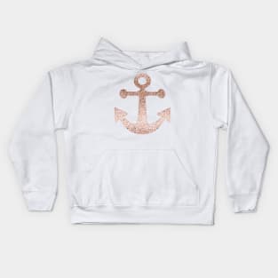 Sparkling rose gold anchor Kids Hoodie